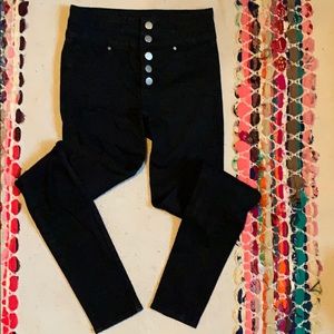 High waisted black jeggings